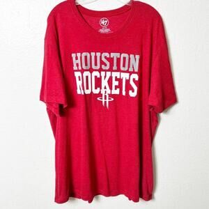 HOUSTON ROCKETS MEN RED SHORT SLEEVE COTTON POLYESTER SHIRT SIZE XXL T-SHIRT
